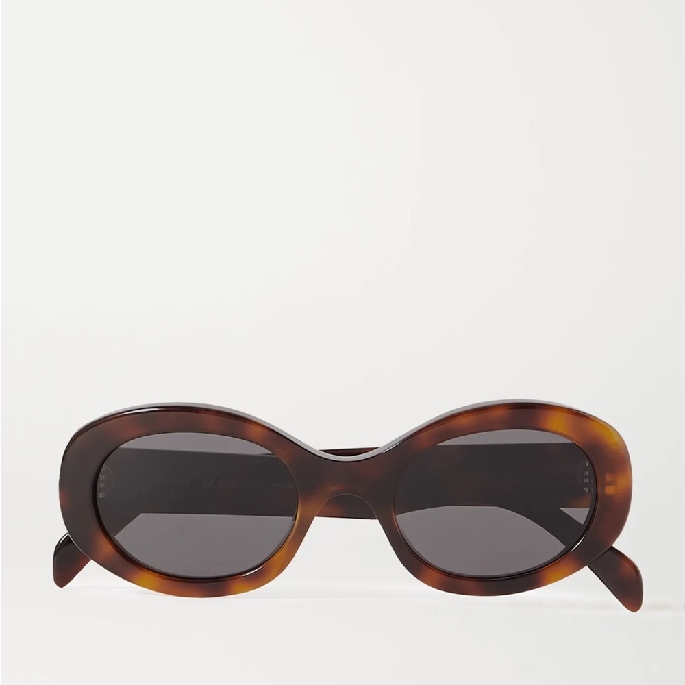 CELINE EYEWEAR
Triomphe oval-frame tortoiseshell acetate sunglasses